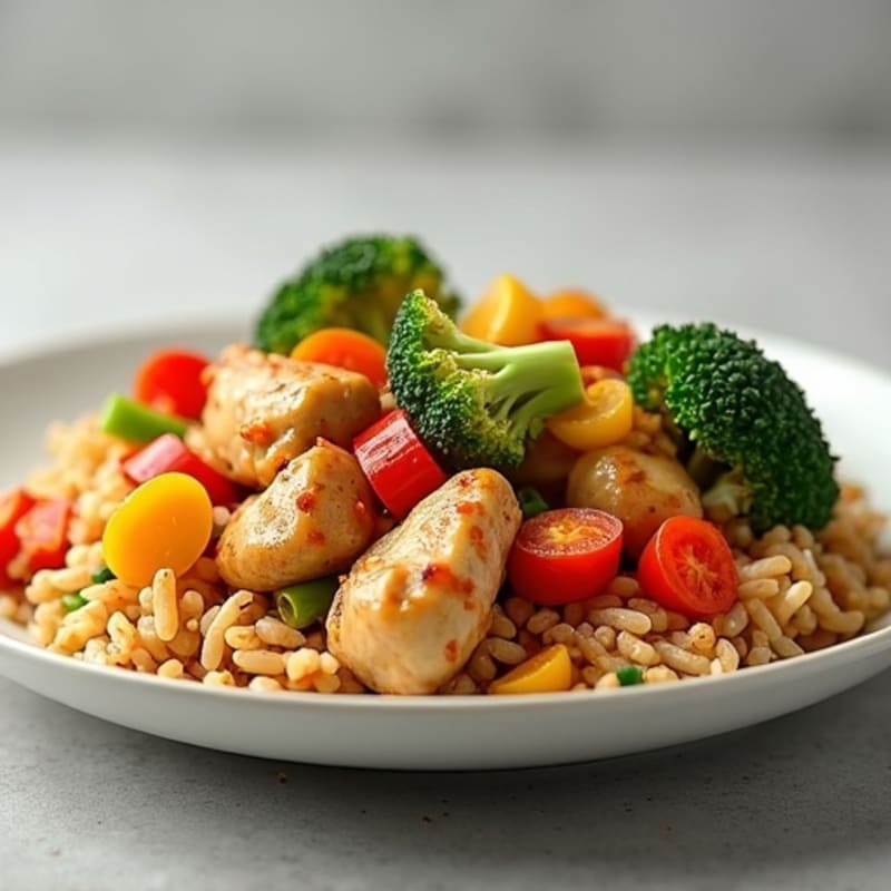 Chicken and Vegetable Stir-Fried Brown Rice