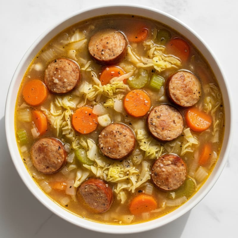 Slow Cooker Cabbage and Sausage Soup