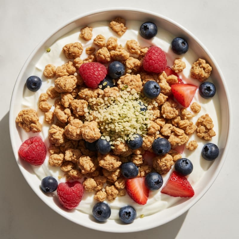 Creamy Greek Yogurt Parfait with Protein Granola and Mixed Berries