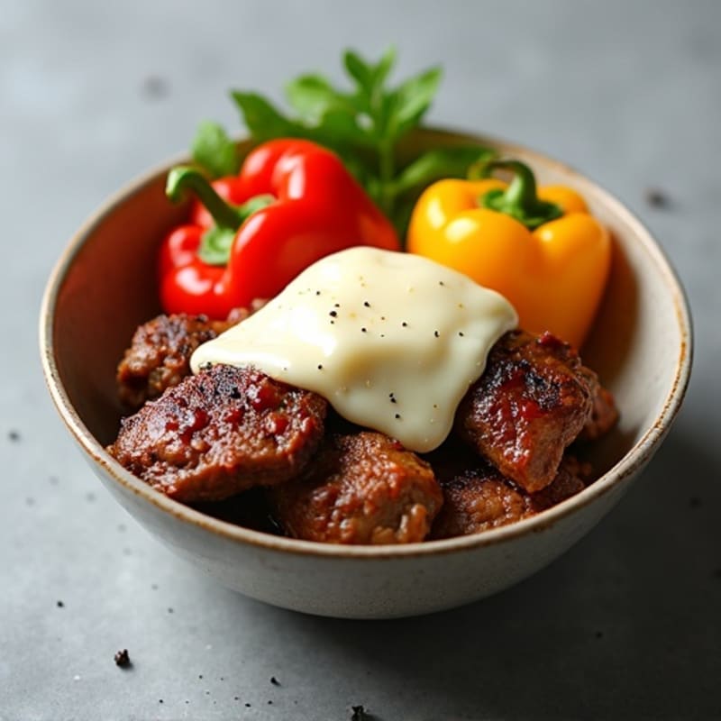 Tender Steak and Sautéed Bell Pepper Bowl with Melty Provolone