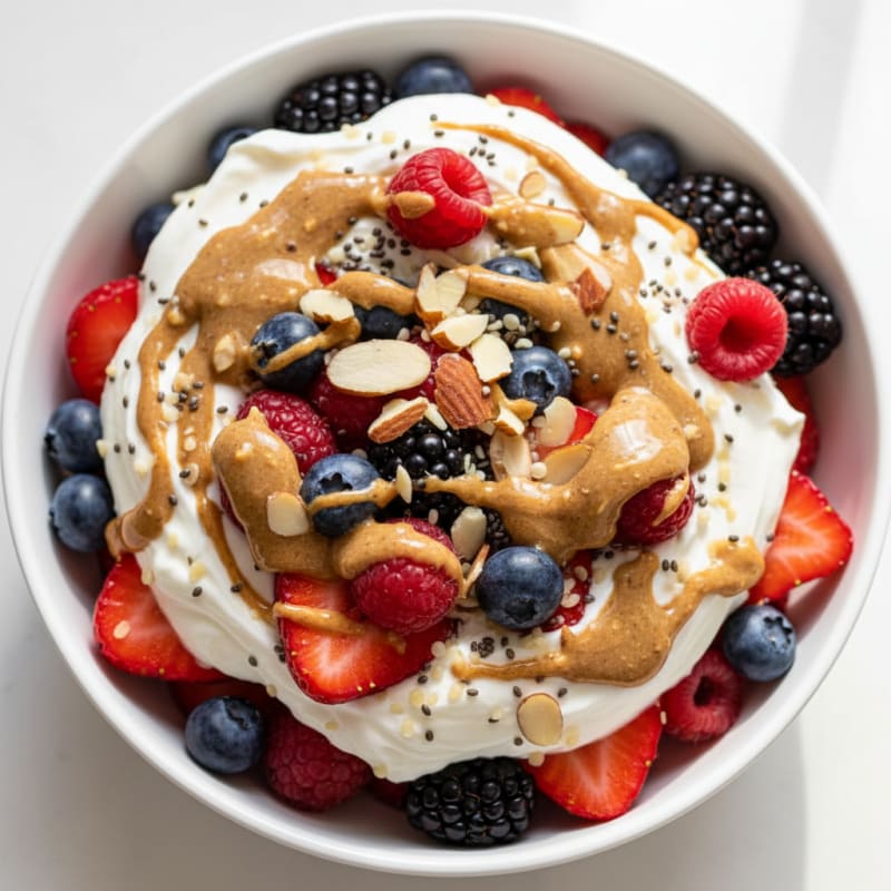 Greek Yogurt Protein Parfait with Mixed Berries