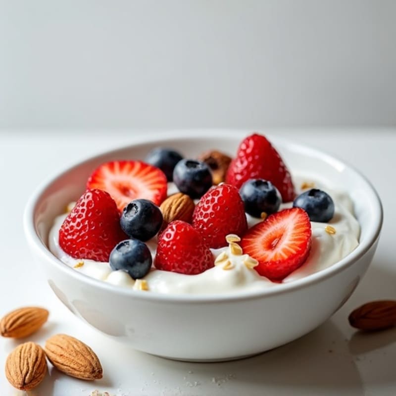 Creamy Greek Yogurt with Fresh Berries and Crunchy Almonds