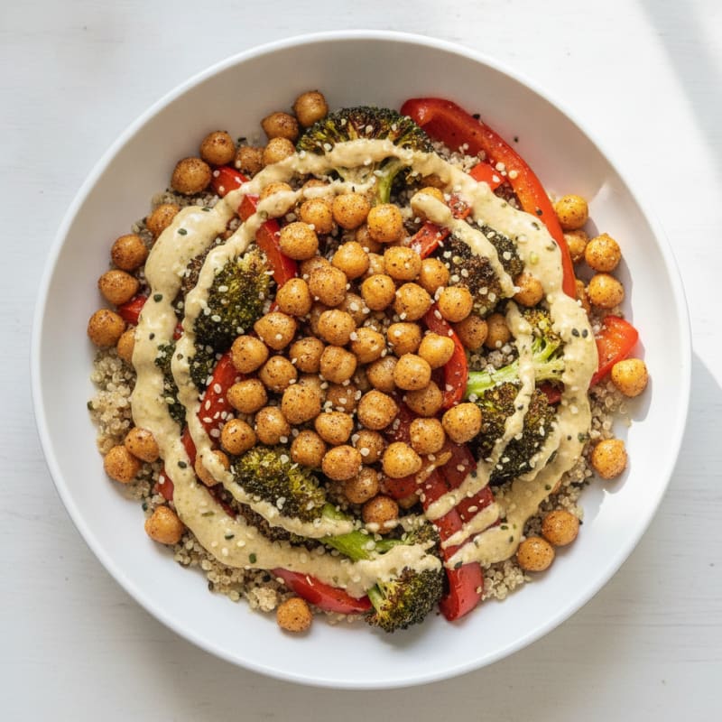 Roasted Vegetable and Chickpea Grain Bowl