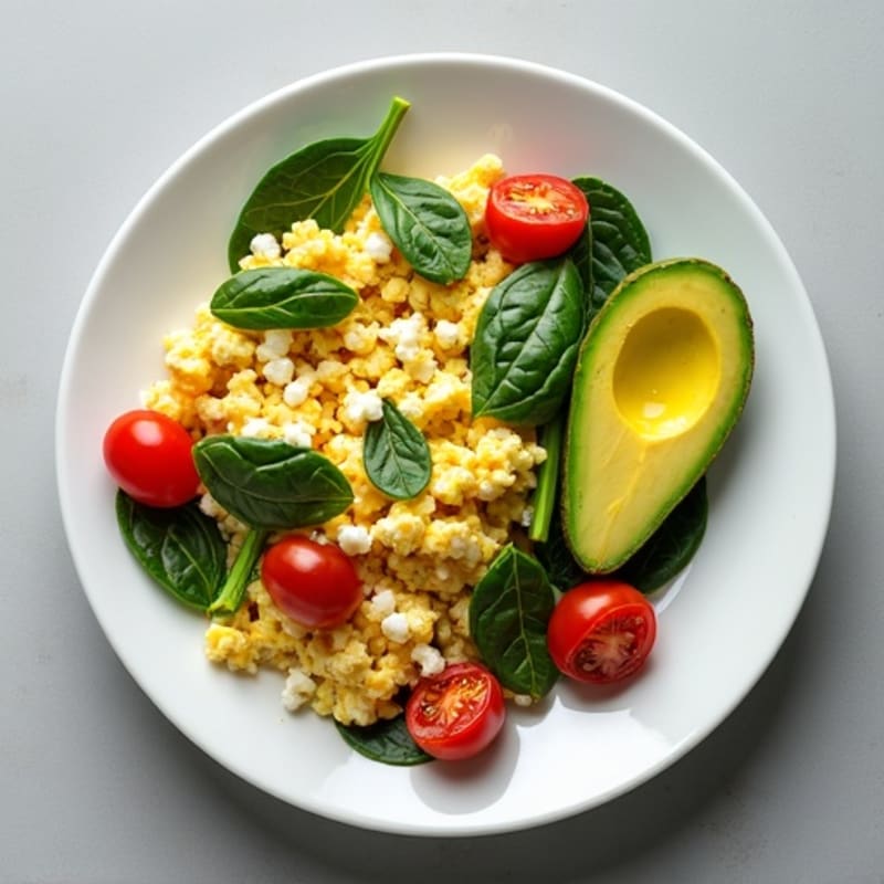 Egg White and Spinach Scramble with Cottage Cheese