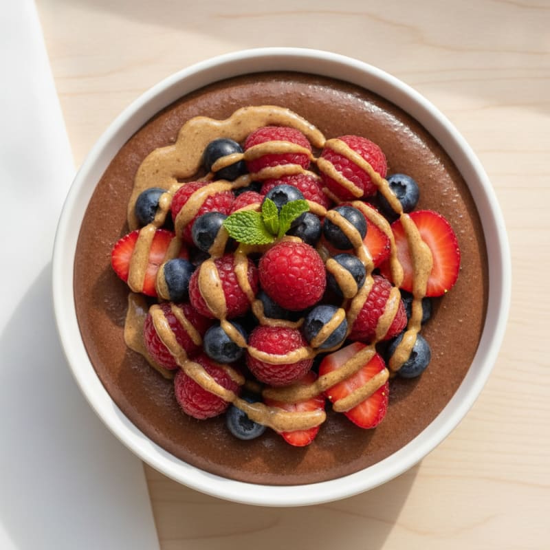 Protein Chocolate Mousse with Mixed Berries