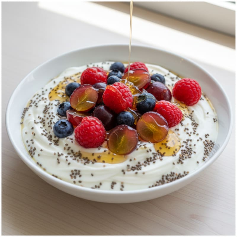 Creamy Greek Yogurt Bowl with Mixed Berries and Chia Seeds
