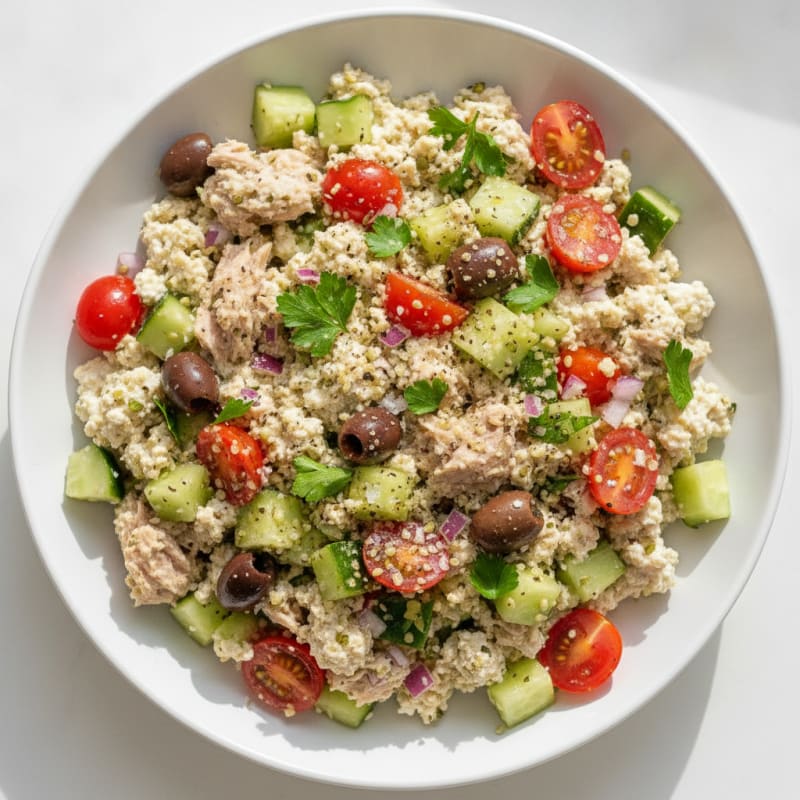 Mediterranean Tuna Cottage Cheese Bowl