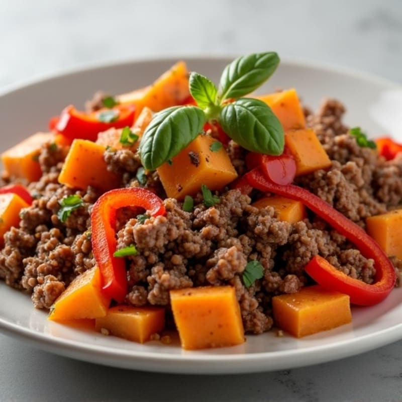 Hearty Ground Beef and Sweet Potato Hash