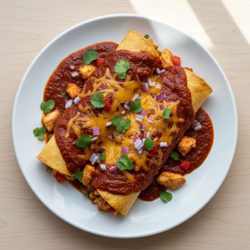 Chicken Enchiladas with Red Chili Sauce