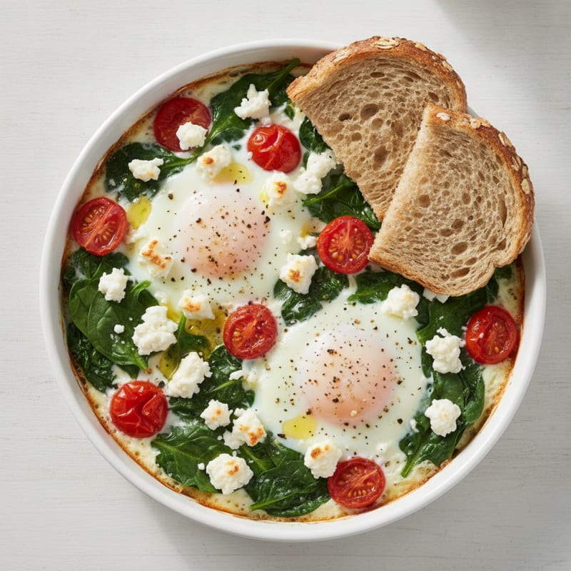 Baked Eggs with Spinach and Feta