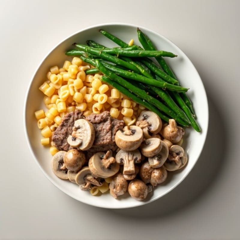Healthy Creamy Beef Stroganoff with Roasted Green Beans