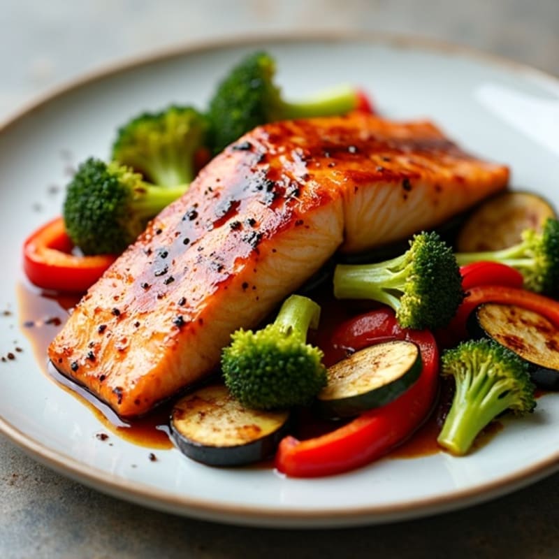 Teriyaki Glazed Salmon with Roasted Vegetables