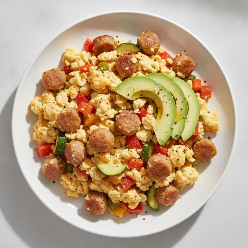 Egg White and Chicken Sausage Scramble