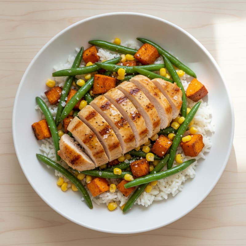 Chicken and Roasted Vegetable Power Bowl