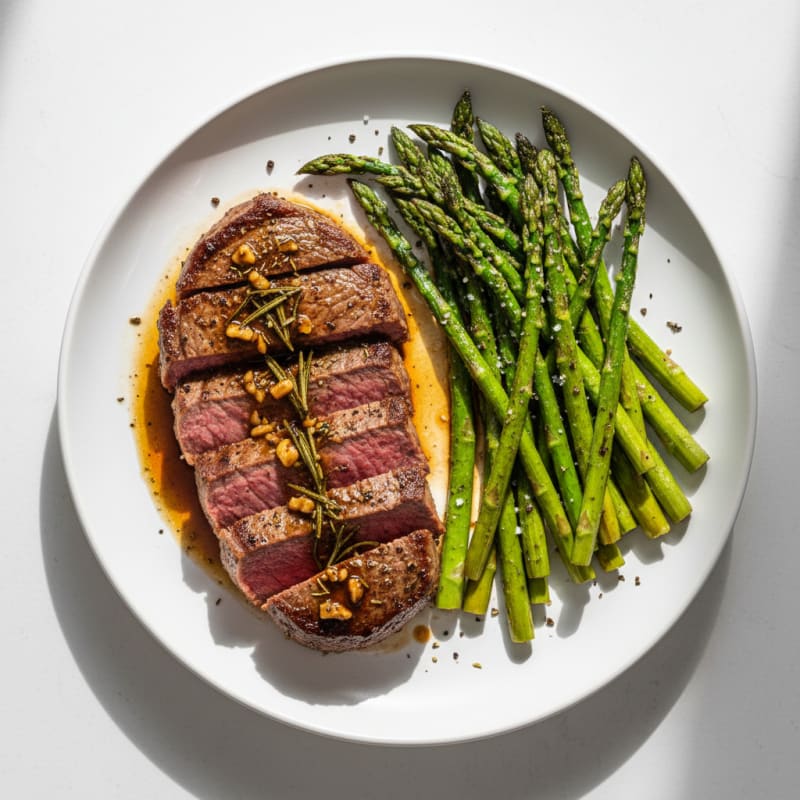 Pan-Seared Beef with Roasted Asparagus