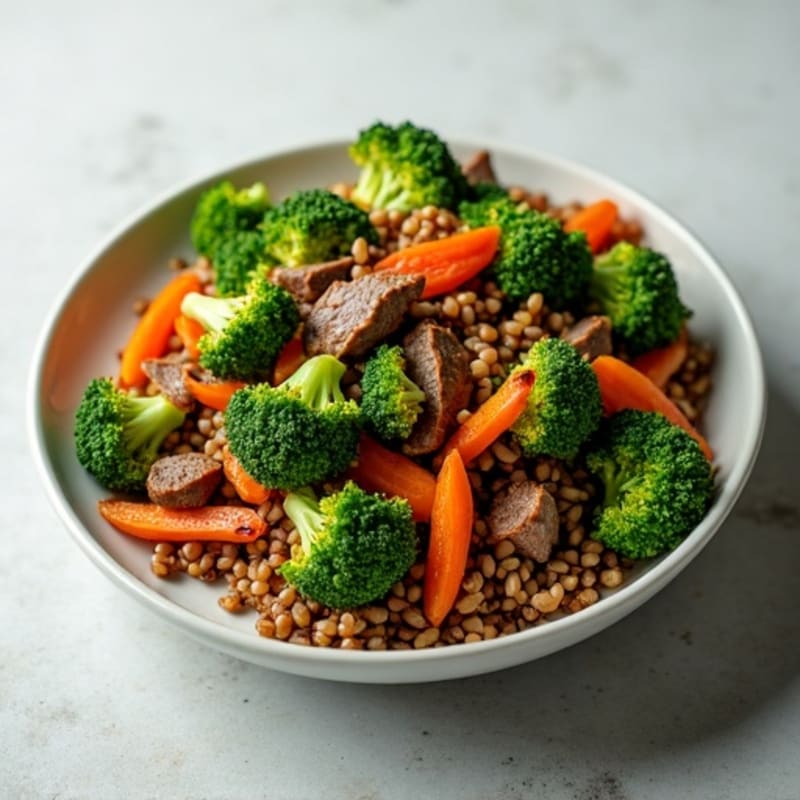 Lean Beef and Crispy Broccoli Stir-Fry with Brown Rice