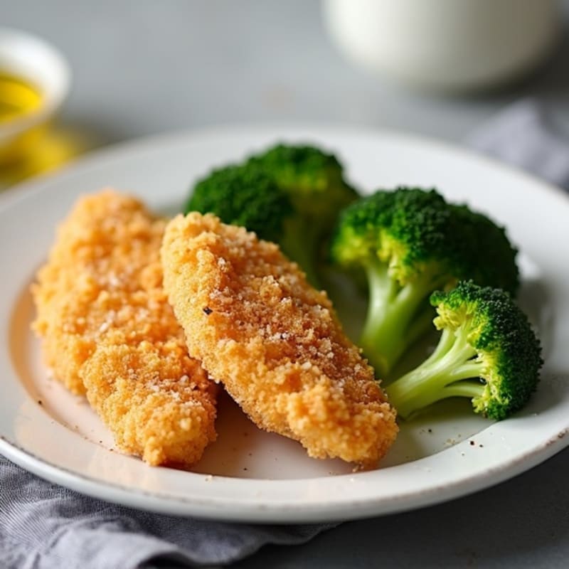 Basic Crispy Parmesan Chicken Tenders with Roasted Broccoli