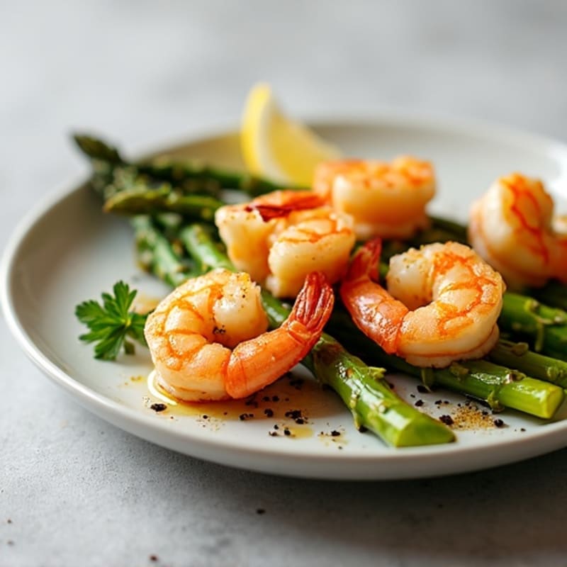 Pan-Seared Garlic Shrimp with Crispy Roasted Asparagus
