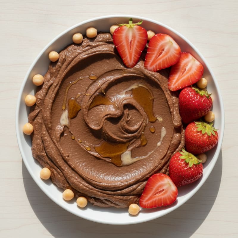 Silky Chocolate Hummus with Fresh Strawberries