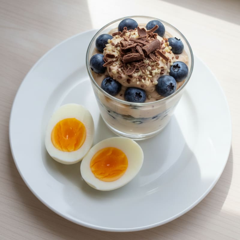 Egg and Yopro Greek Yogurt Parfait with Fresh Berries