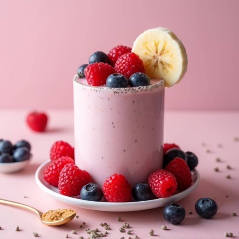 Creamy Almond Milk Protein Shake with Mixed Berries