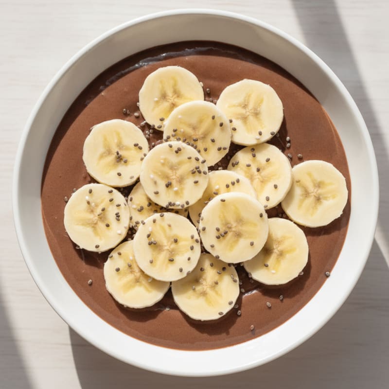 Silky Chocolate Protein Pudding with Sliced Banana