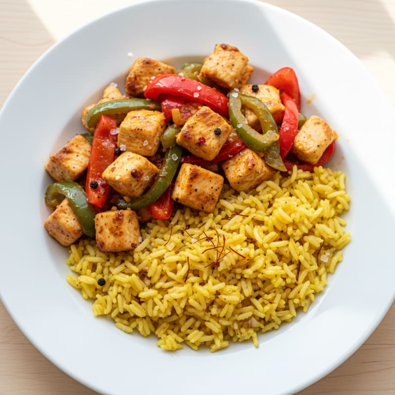 Chicken and Peppers with Saffron Rice