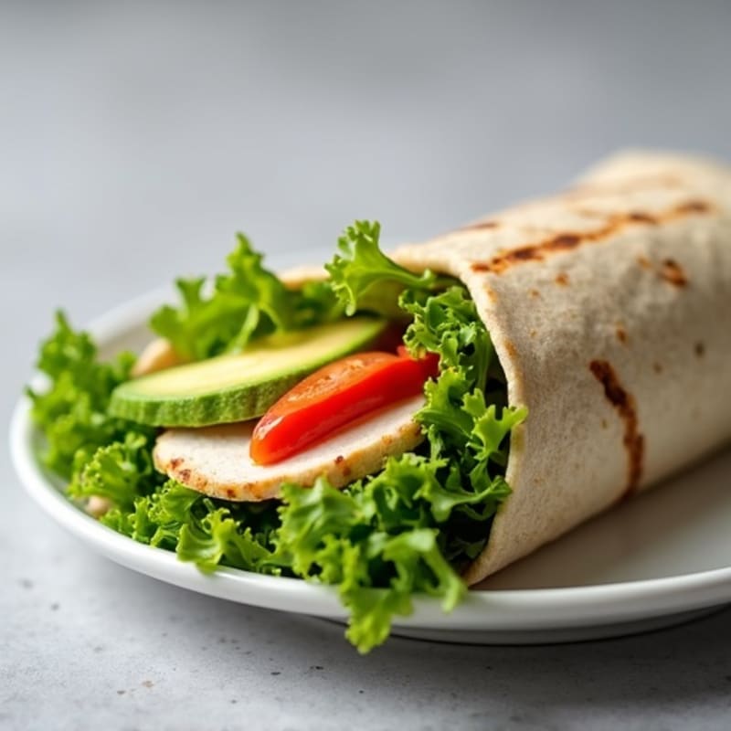 Grilled Turkey and Avocado Wrap with Leafy Greens