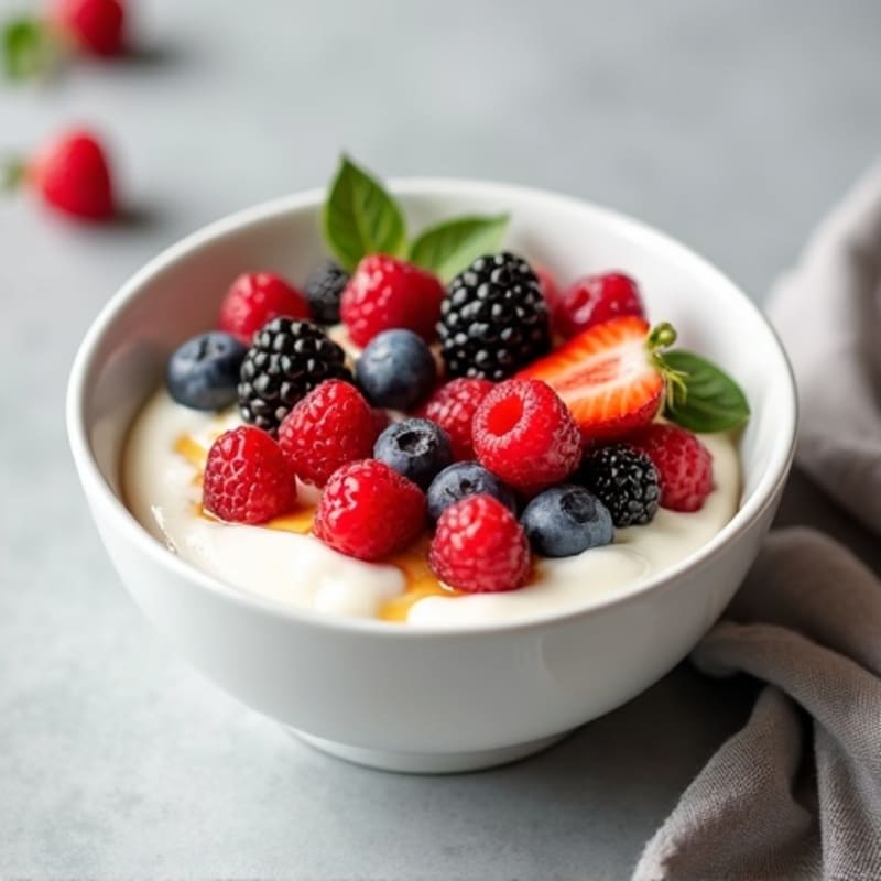 Creamy Protein Yogurt Bowl with Almond Butter and Berries