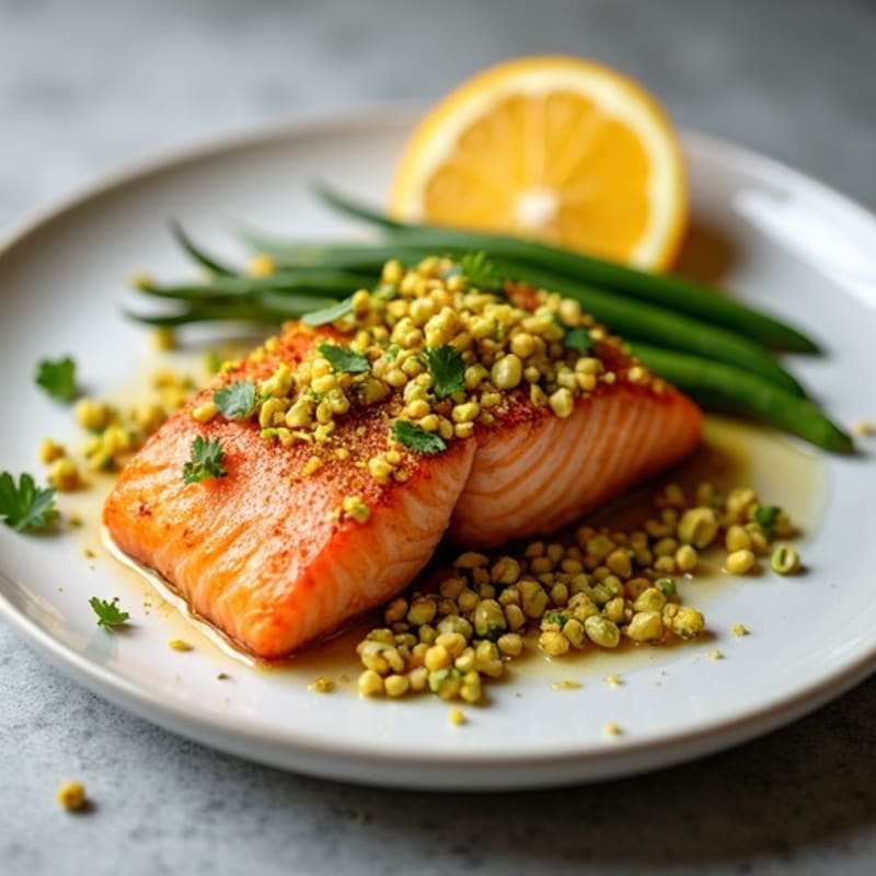 Crispy Pistachio-Crusted Salmon with Citrus-Ginger Glaze