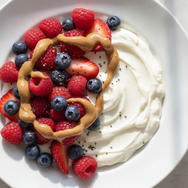 Silky Greek Yogurt Protein Pudding with Mixed Berries