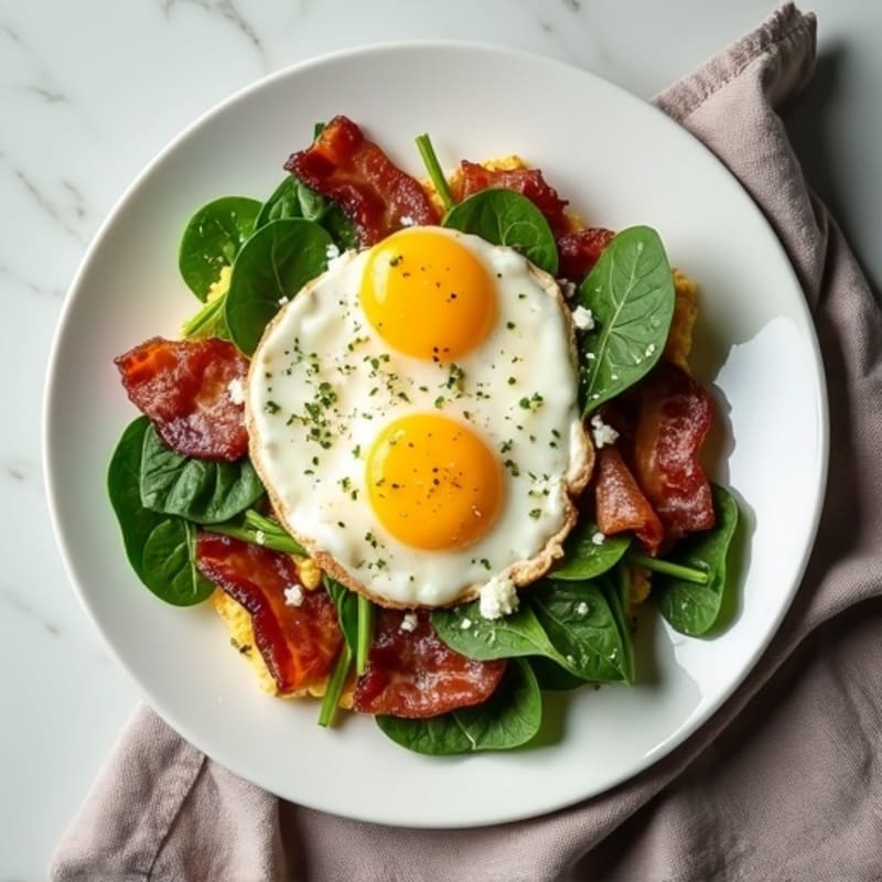 Egg White Scramble with Spinach and Turkey Bacon