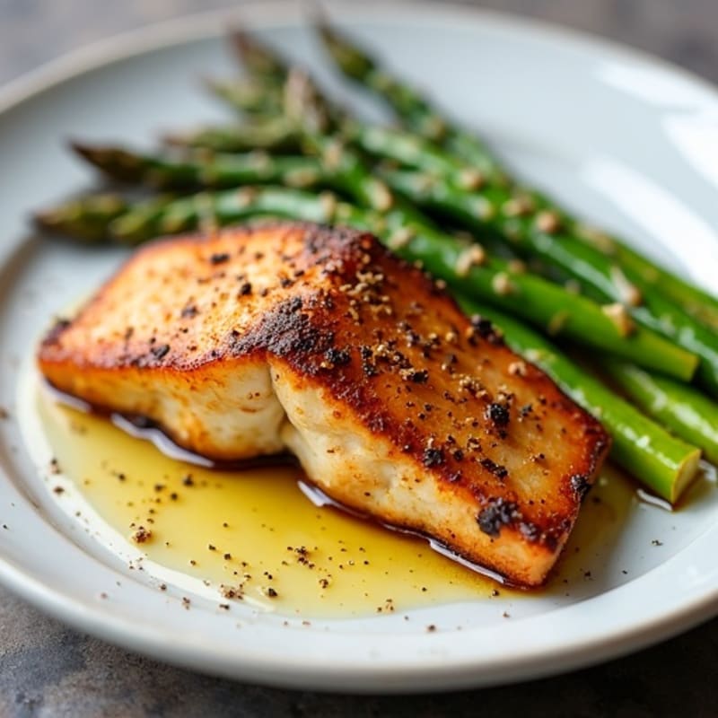 Crispy Pan-Seared Cajun Blackened Catfish with Roasted Asparagus