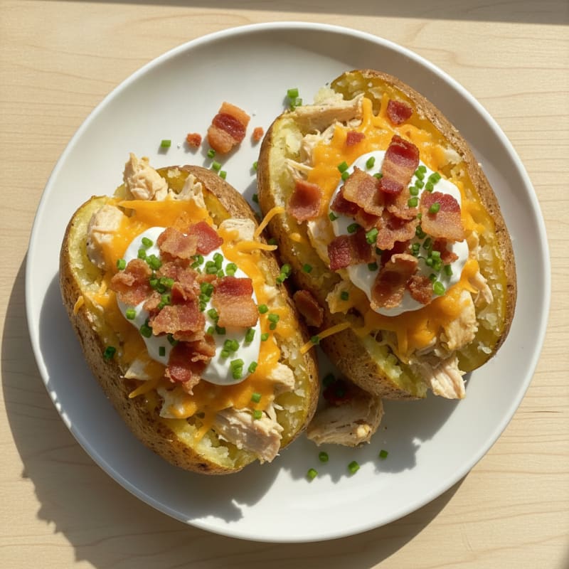 Loaded Baked Potatoes with Crispy Bacon