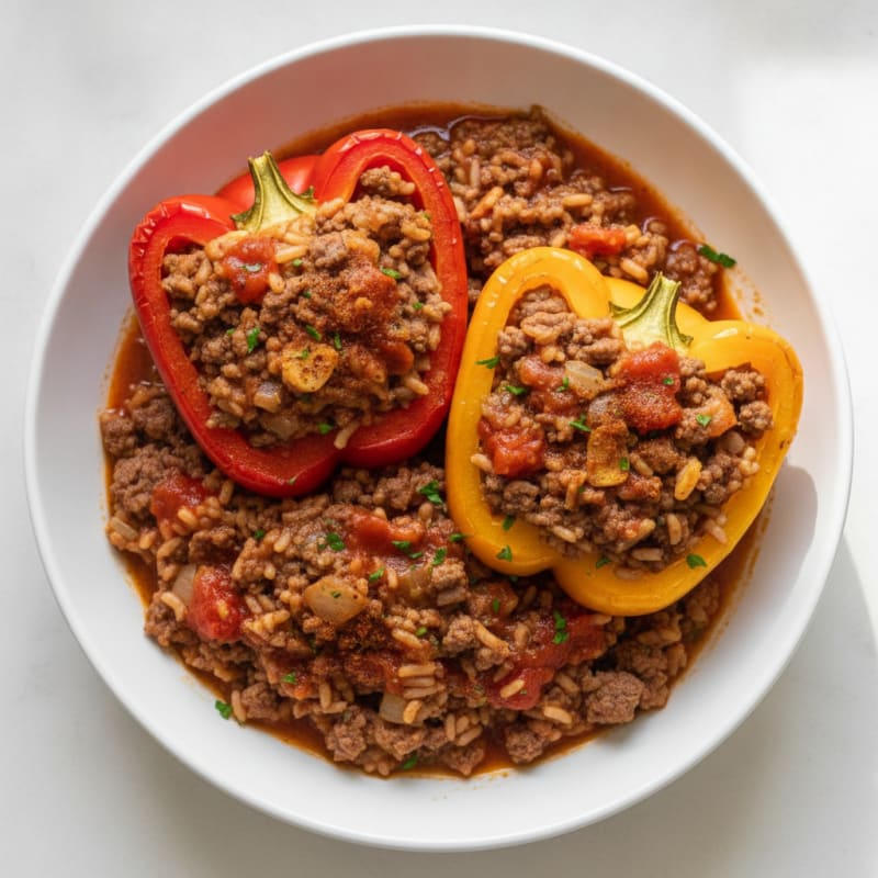 Beef and Rice Stuffed Bell Peppers