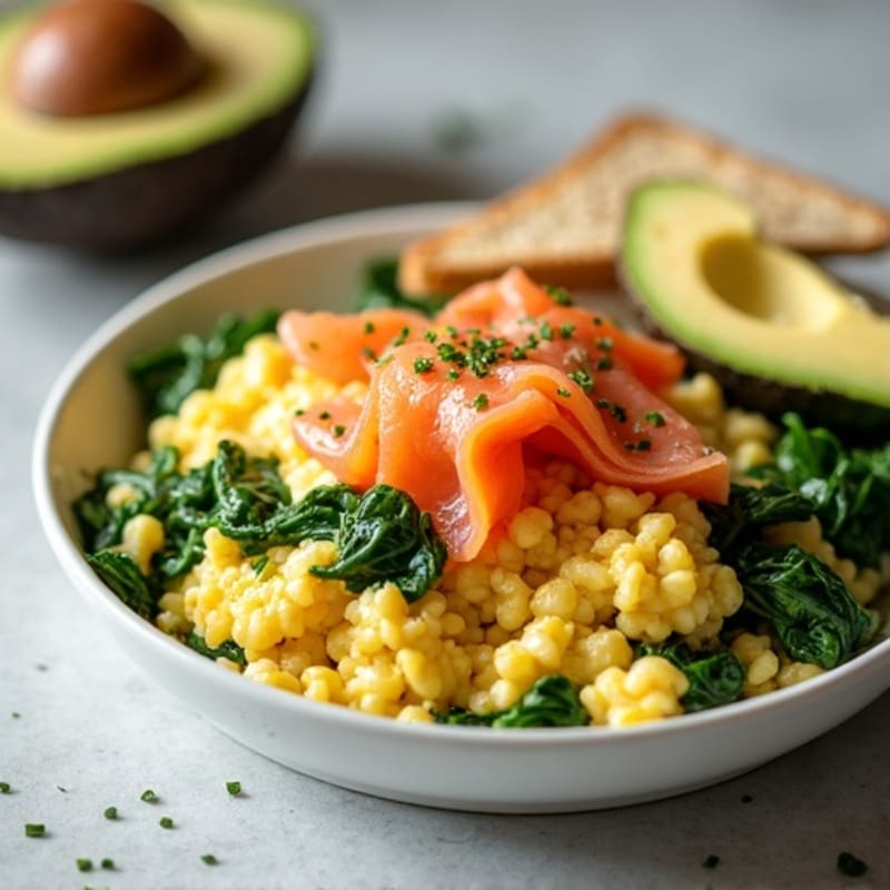 Egg White Scramble with Smoked Salmon and Spinach