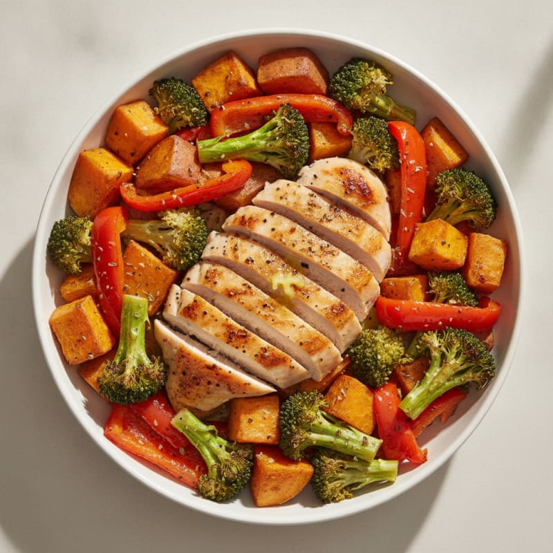 Chicken and Roasted Vegetable Bowl