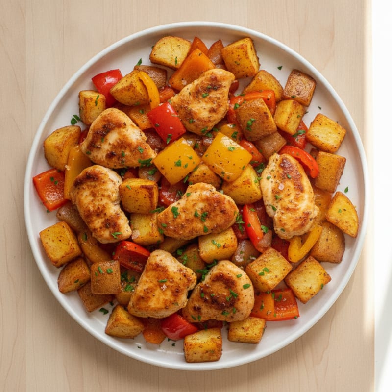 Sheet Pan Chicken with Bell Peppers and Potatoes