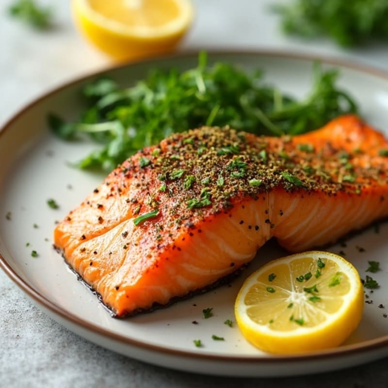 Herb-Crusted Pan Seared Salmon with Lemon