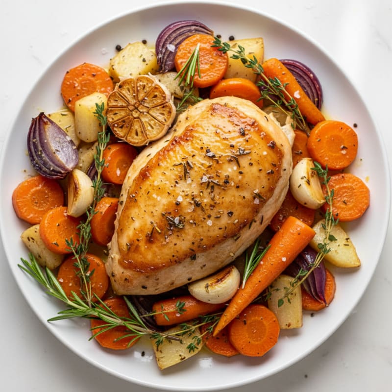 Garlic Herb Roasted Chicken with Root Vegetables