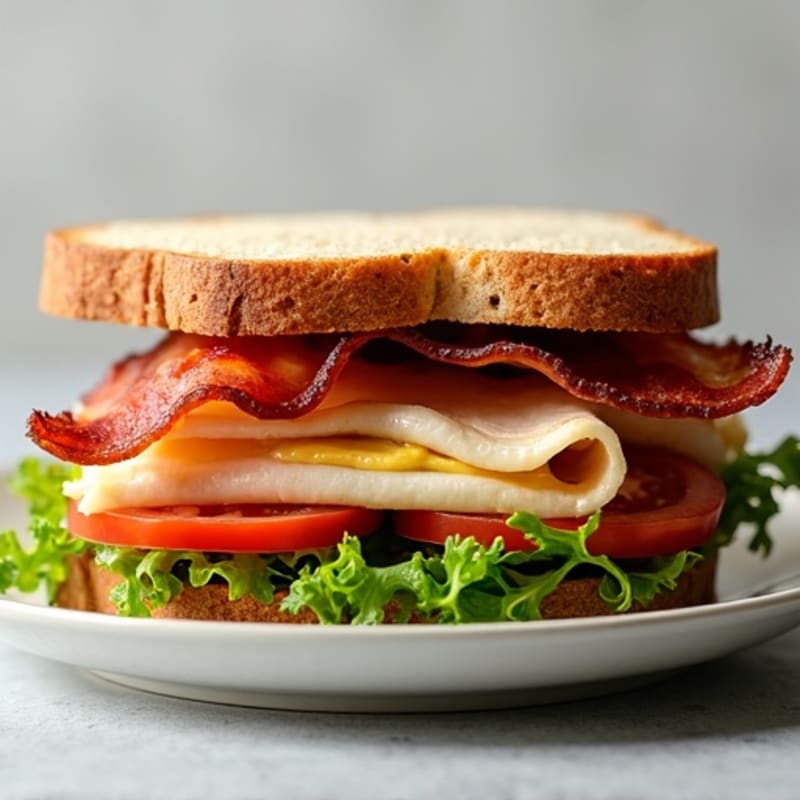 Turkey Club Sandwich with Crispy Bacon and Fresh Greens
