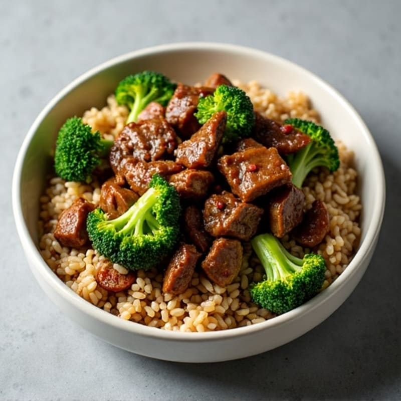 Stir-Fried Lean Beef and Crisp Broccoli with Brown Rice