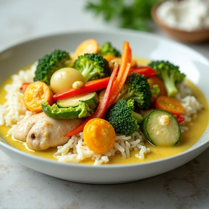 Creamy Green Curry Chicken with Crisp Vegetables