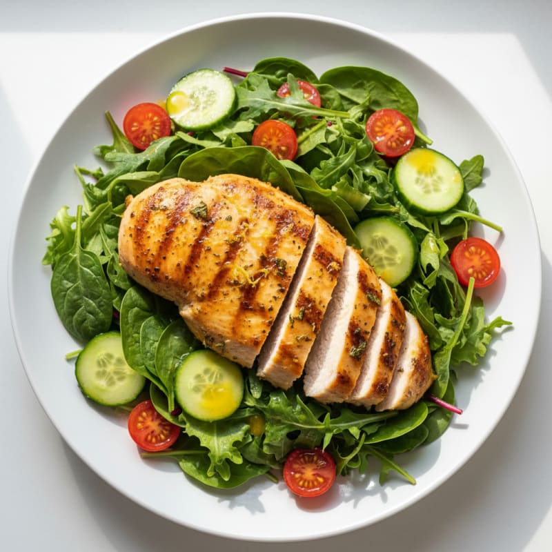 Grilled Chicken Breast with Mixed Greens Salad
