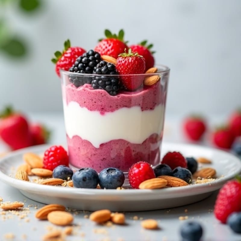 Greek Yogurt Protein Parfait with Mixed Berries