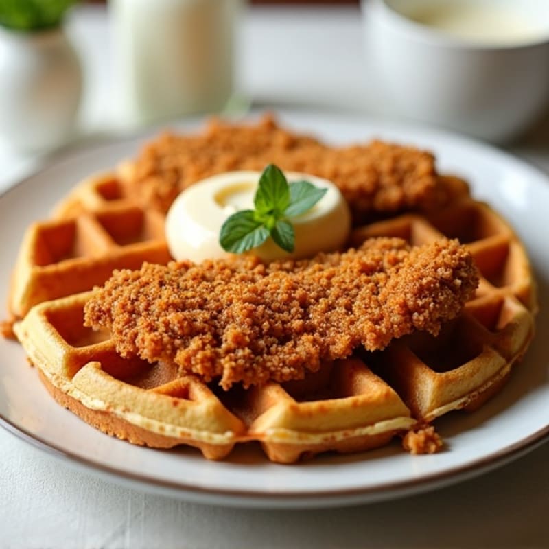 Crispy Baked Chicken and Fluffy Whole Grain Waffles