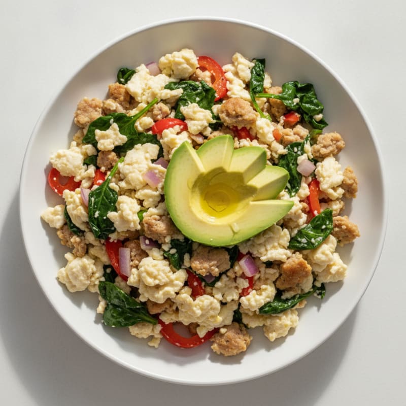 Egg White and Turkey Sausage Scramble with Spinach