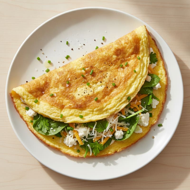 Fluffy Three-Cheese Omelette with Herbs