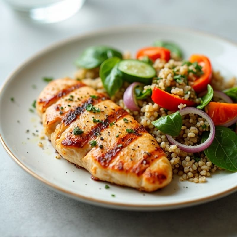 Grilled Chicken Breast with Crunchy Quinoa Salad
