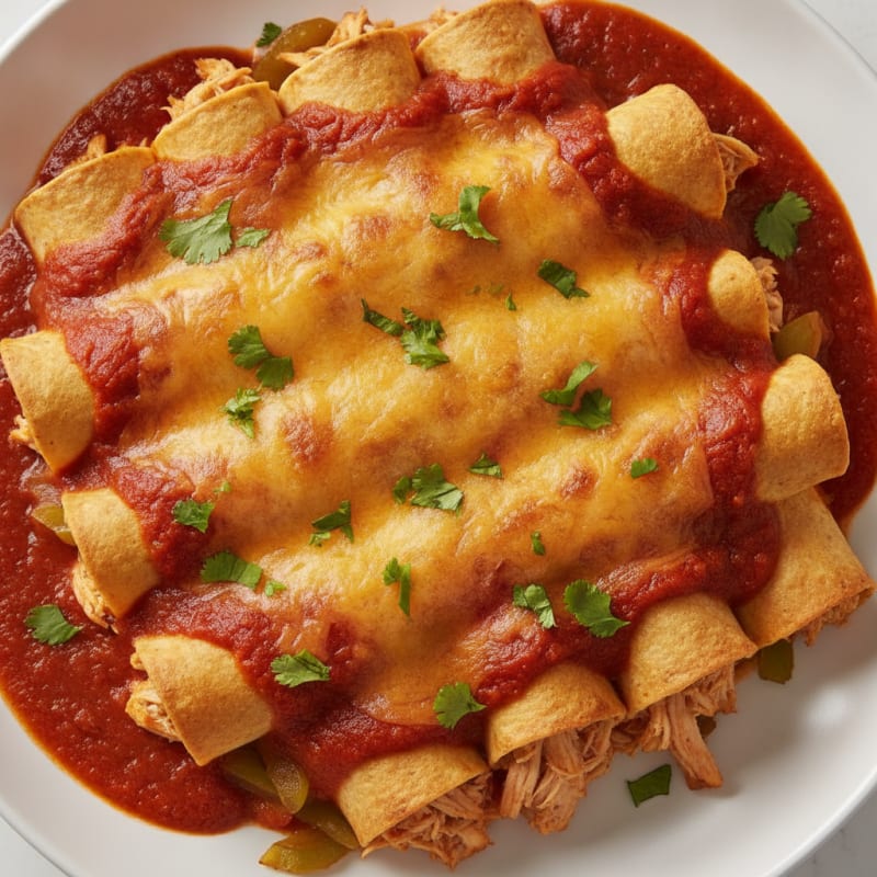 Chicken Enchiladas with Red Chili Sauce
